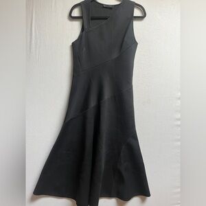 Donna Karan Black Scuba Assymetrical Shoulder Maxi Dress Sz 8